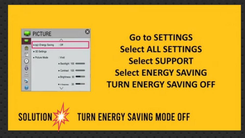 Setting's From The Energy Saving Mode 