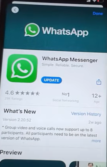 Updating WhatsApp on iOS device