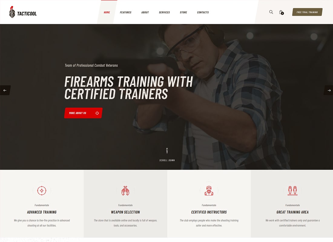 Tacticool |  Tema de WordPress para campo de tiro y tienda de armas