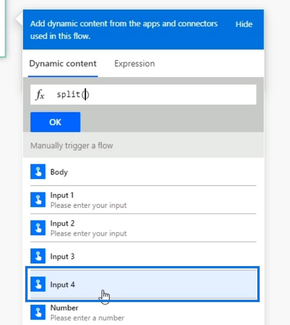 Power Automate split