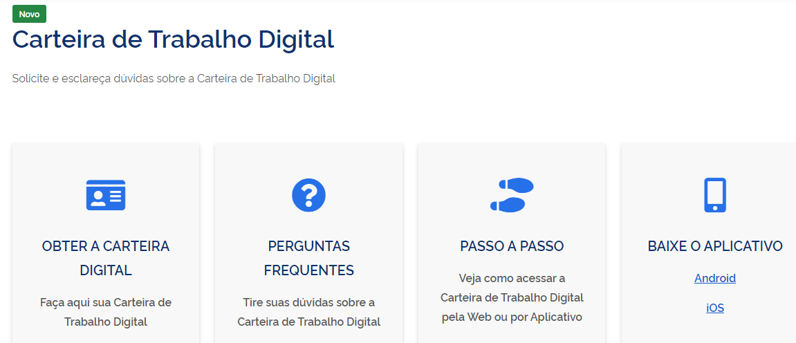 Como obter a carteira de trabalho digital no site do governo federal.