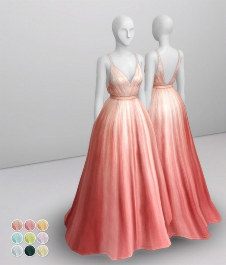 Peach Silk Gown CC - Sims 4