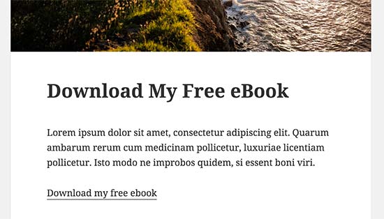 Link para download do ebook em uma postagem do blog WordPress