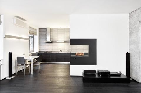 Framed eco feu peninsula fireplace
