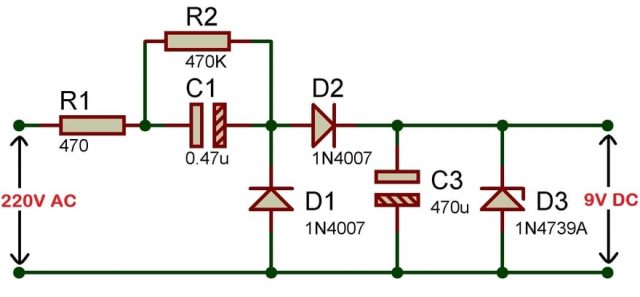 Circuit Transformerless Power Supply