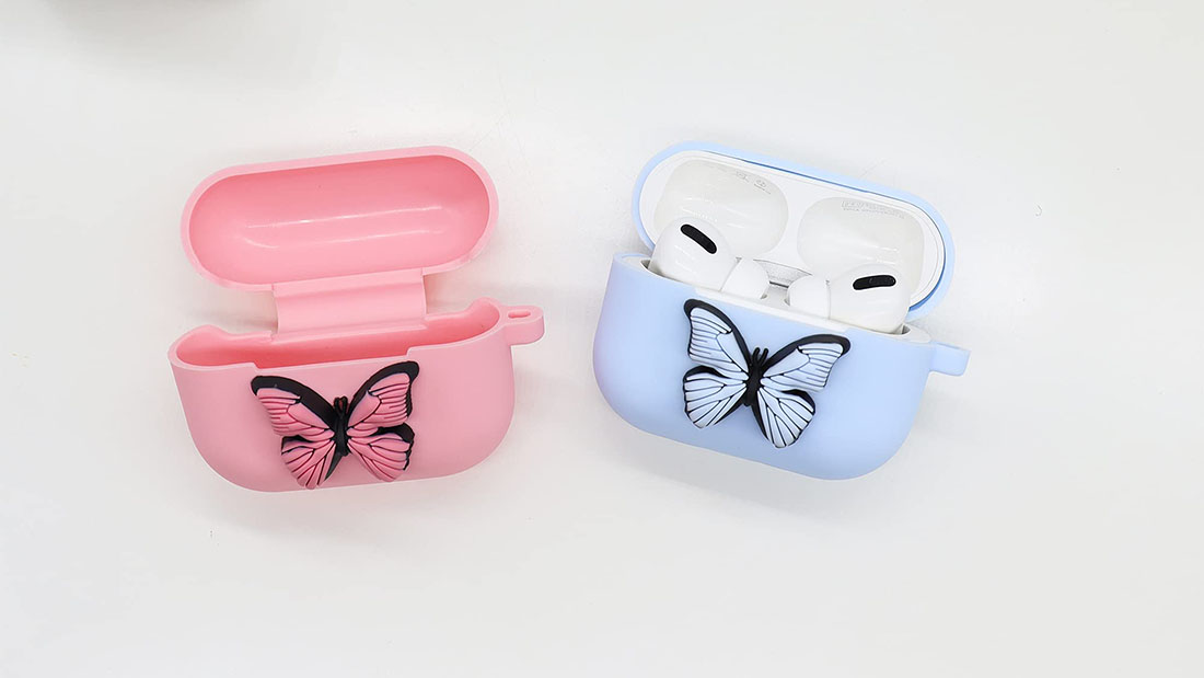 Fashion Cool Trend pvc light pink airpods case with butterfly for her