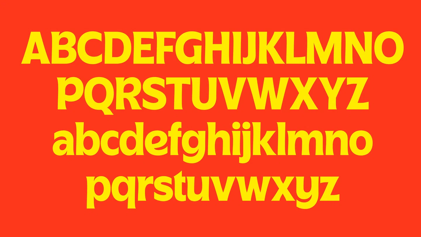 Intero alfabeto del nuovo font usato per il rebranding di Plenty, comprendente sia le lettere maiuscole che le minuscole. Fonte: agenzia &Walsh's