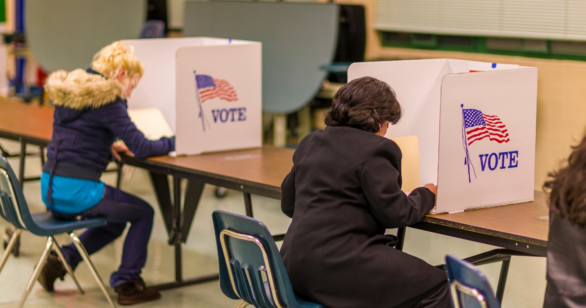 Voters at polls.