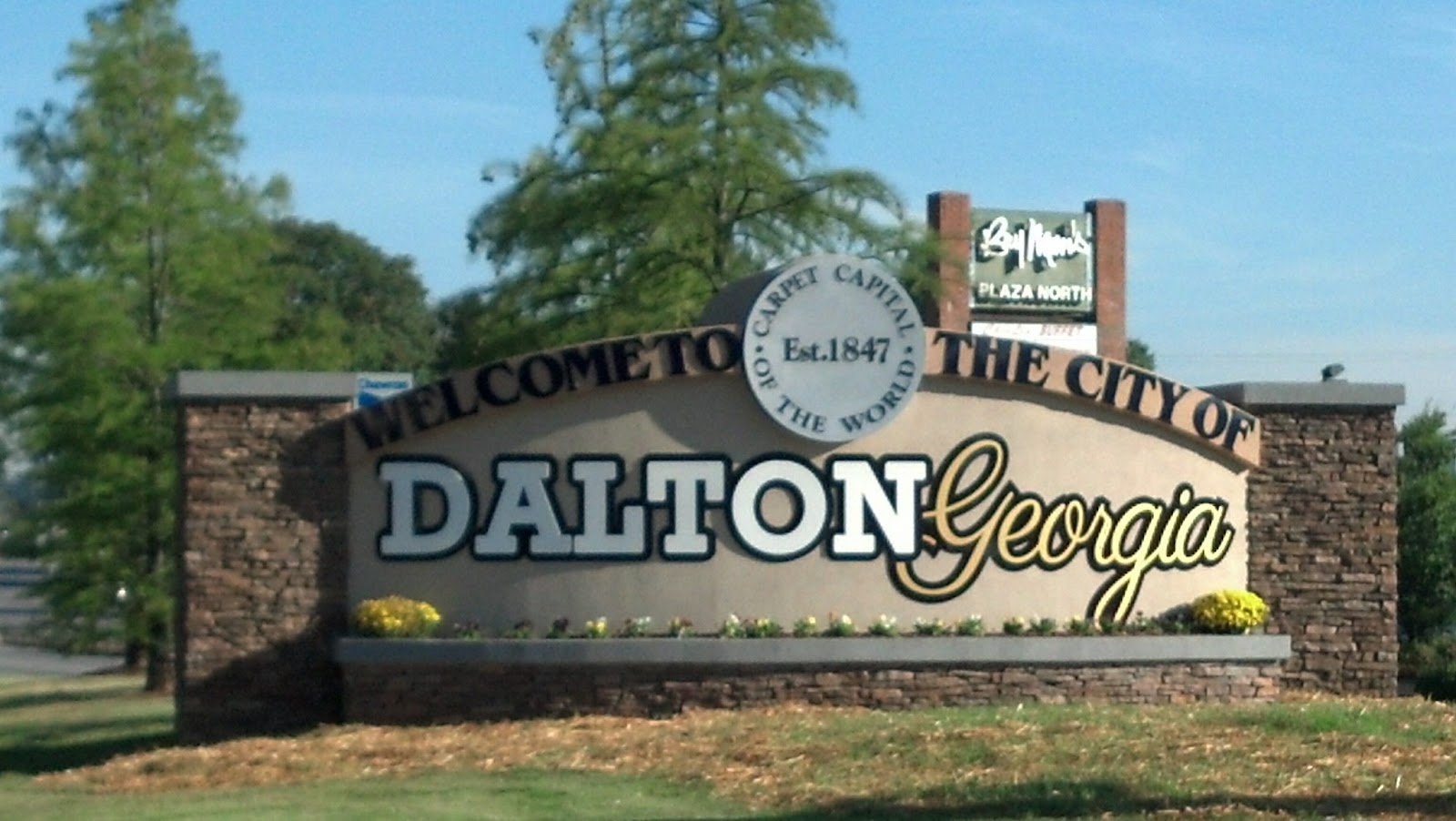 Stop in Dalton Georgia sign on your drive to Atlanta from Nashville