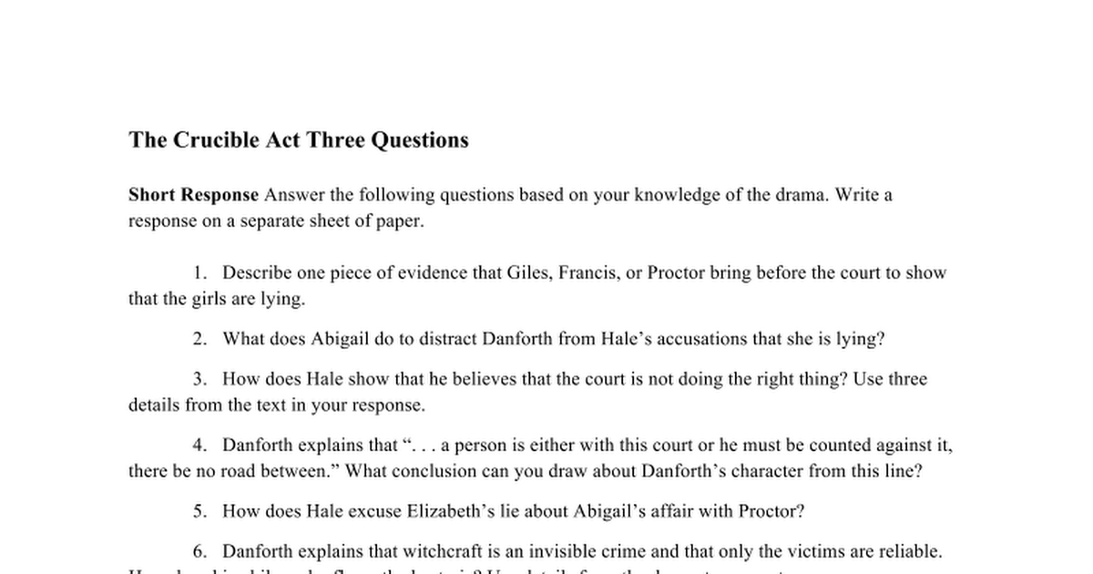 the crucible act 3 critical thinking questions