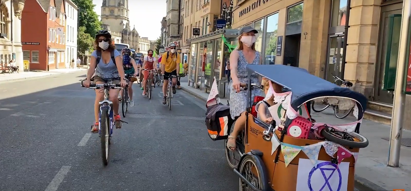 XR Rebel Ride - Rebels cycling in Oxford.