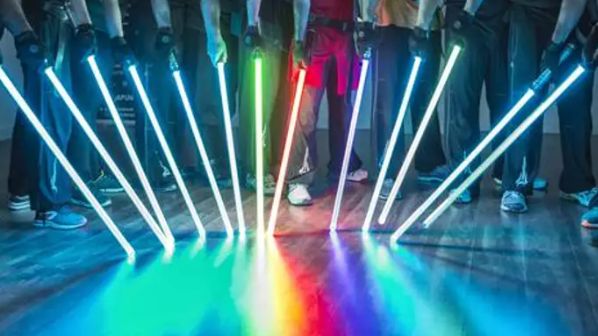 Display of lightsabers