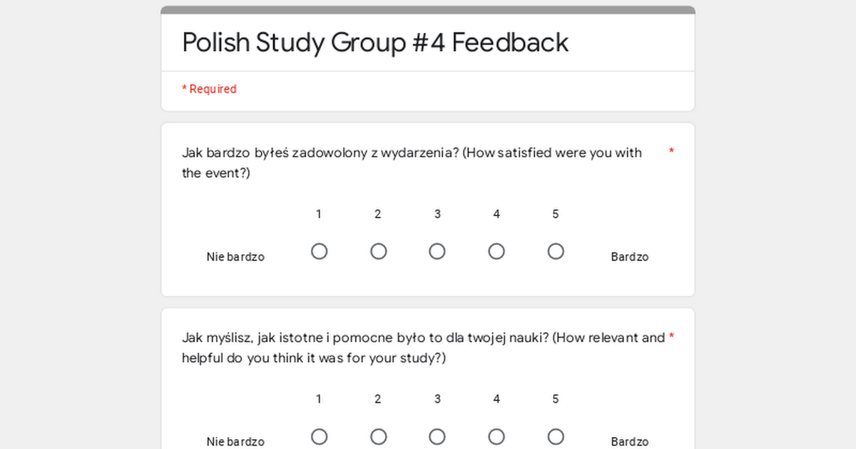 Polish Study Group #4 Feedback