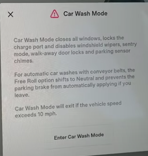 tesla car wash mode
