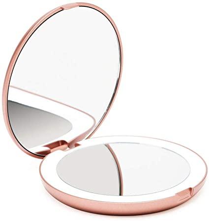 Fancii LED Compact Makeup Mirror for Handbag, 1X/10X Magnifying - Natural  Daylight LED, Travel Size, Portable, Large 127mm Wide Illuminated Mirror,  Rose Gold (Lumi) : Amazon.co.uk: Beauty