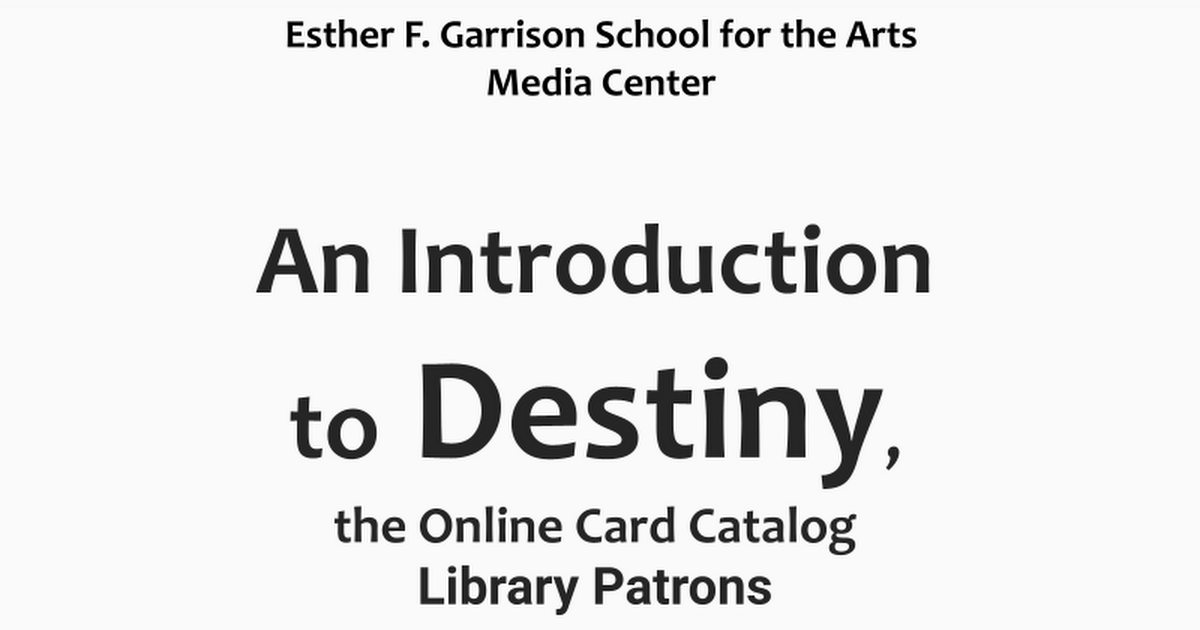 An Introduction to Destiny Online Catalog