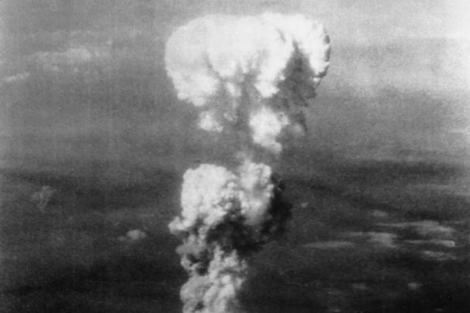 The atomic cloud over Hiroshima, Aug. 6, 1945. Credit: Bernard Waldman. Public domain via US government.