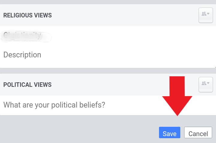 Facebook interface