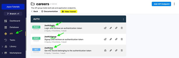 three auth endpoints in xano-api view