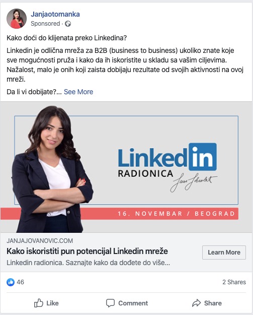 Janja Jovanovic - Linkedin radionica