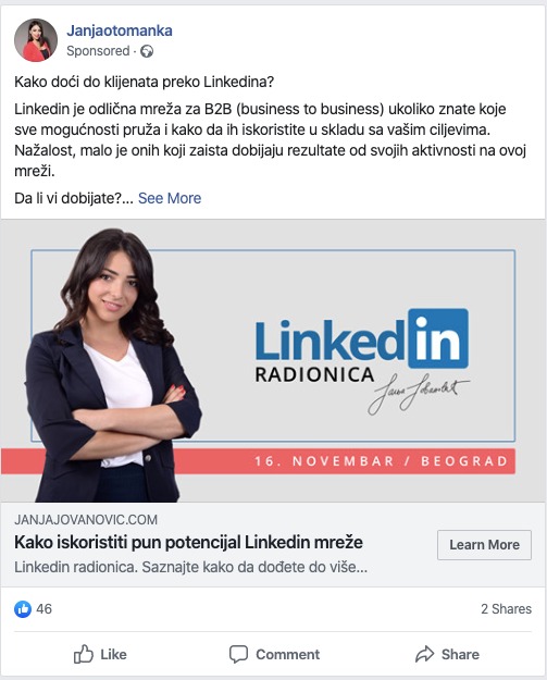 Janja Jovanovic - Linkedin radionica