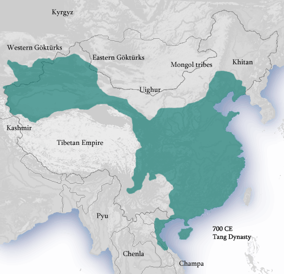 Estimated territorial extent of Empress Wu’s empire.