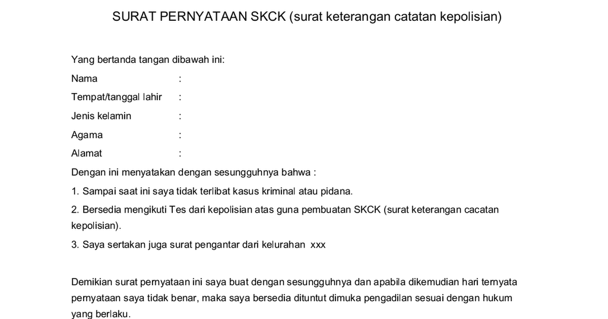 Download 77+ Contoh Surat Skck Terbaru Gratis