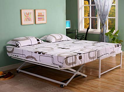 To make a popup trundle bed more comfortable combine it with the parent bed