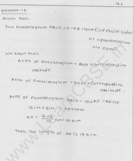 RD Sharma Solutions Class 9 Chapter 15 Areas of parrallelograms and Triangles Ex 15.2 1