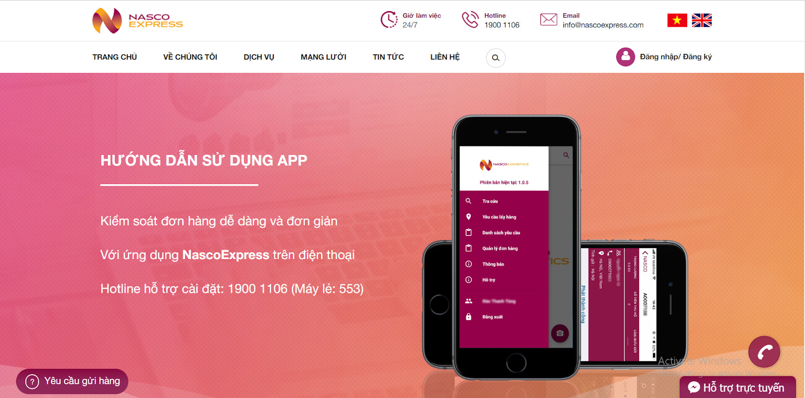 App Nasco Express thiết kế đơn giản, tiện lợi cho người dùng