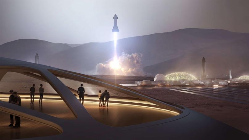 Действующая марсианская база Starship в перспективе SpaceX © | 2019