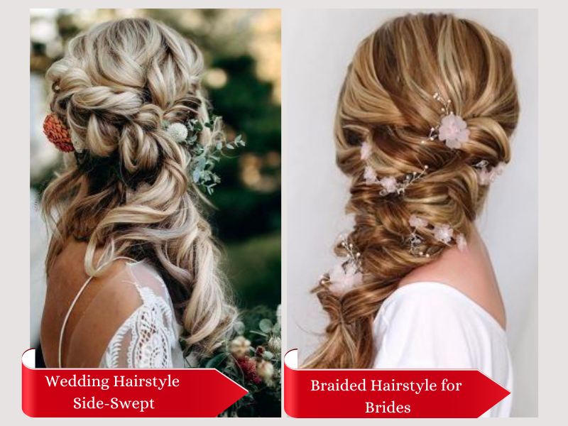 Wedding Hairstyle Side-Swept, Braided Hairstyle for Brides
