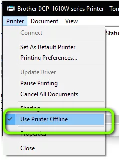 brother printer is offline