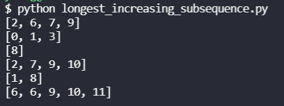 longest increasing subsequence in python