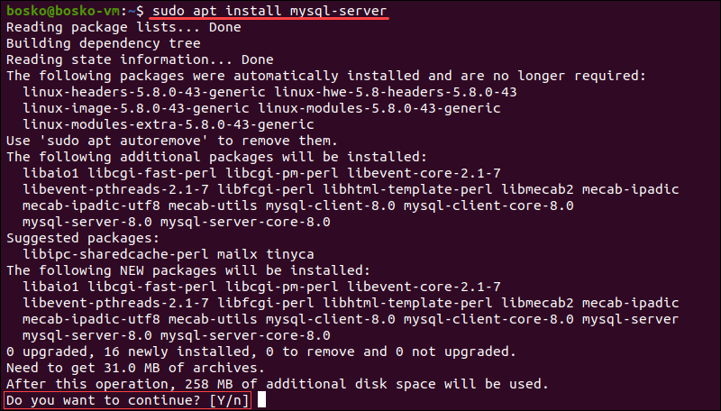 Installing MySQL on Ubuntu: Update Package Repository & Install MySQL Step 5