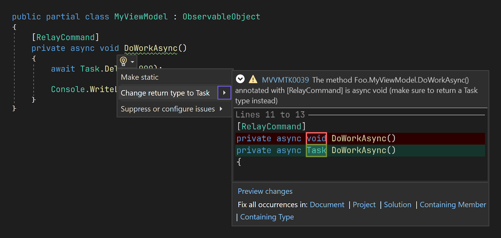 Виправлення коду аналізатора MVVM Toolkit