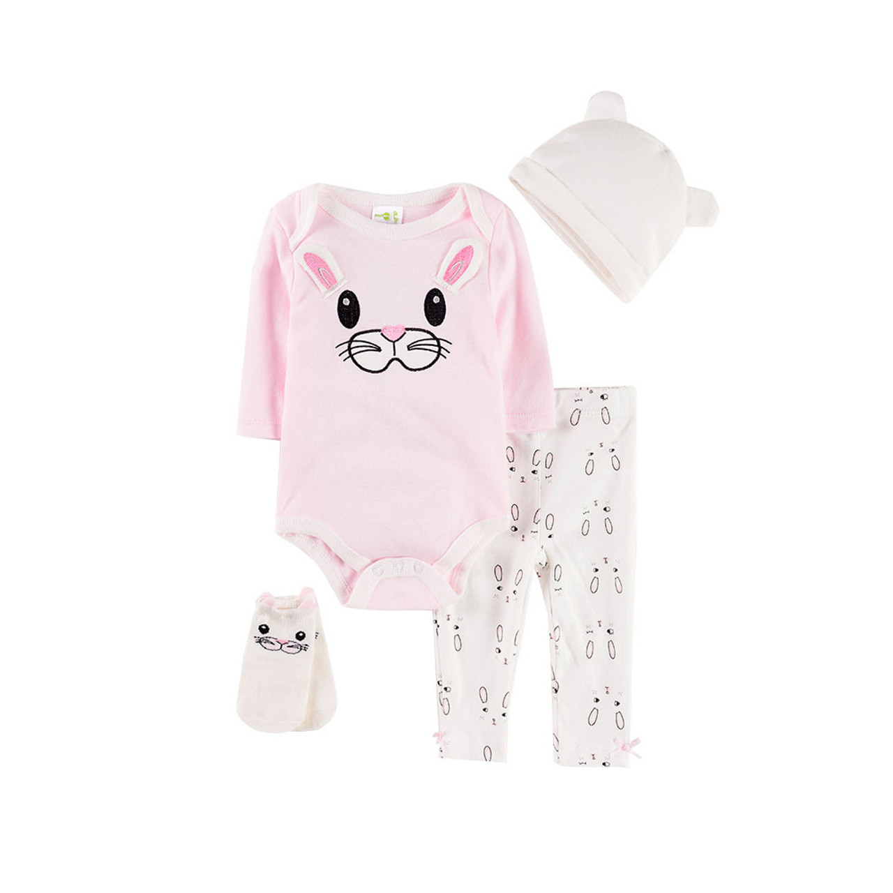 Four-Piece Pink Bunny Cotton Suit