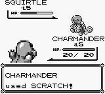 The original battle screen from Pokémon Red and Blue 