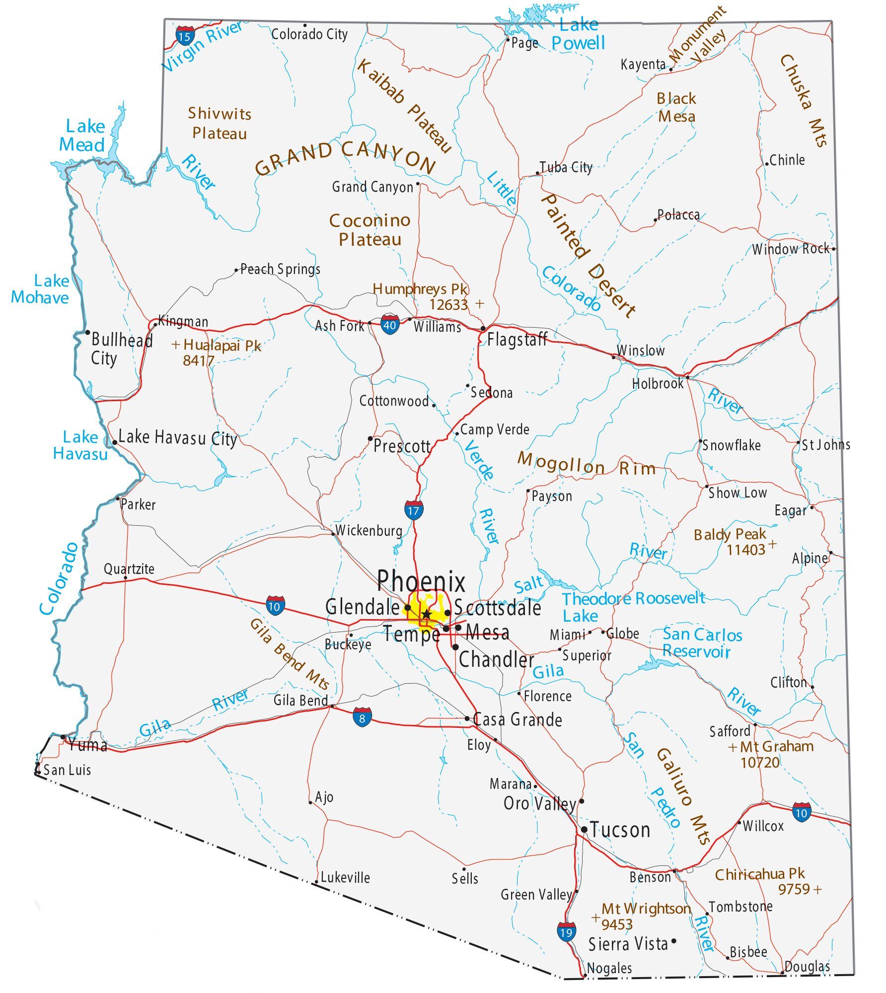 Mapas de Arizona, Estados Unidos