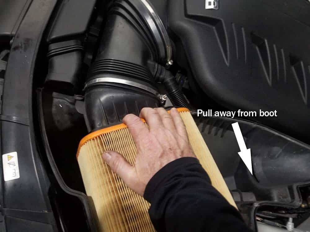 BMW E90 M3 tune up - pull air filter away from rubber boot