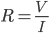 công thức với định luật ohm: R = V / I