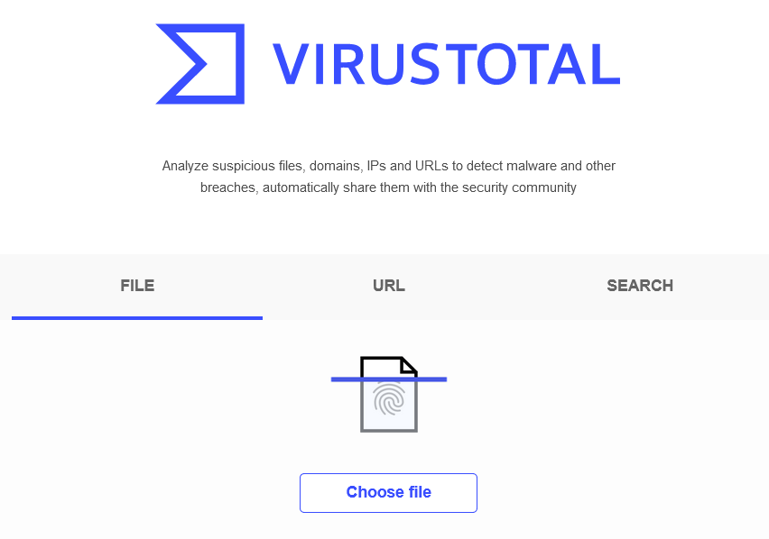 virustotal service to scan files