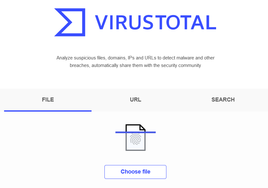 Servizio virustotal per la scansione dei file