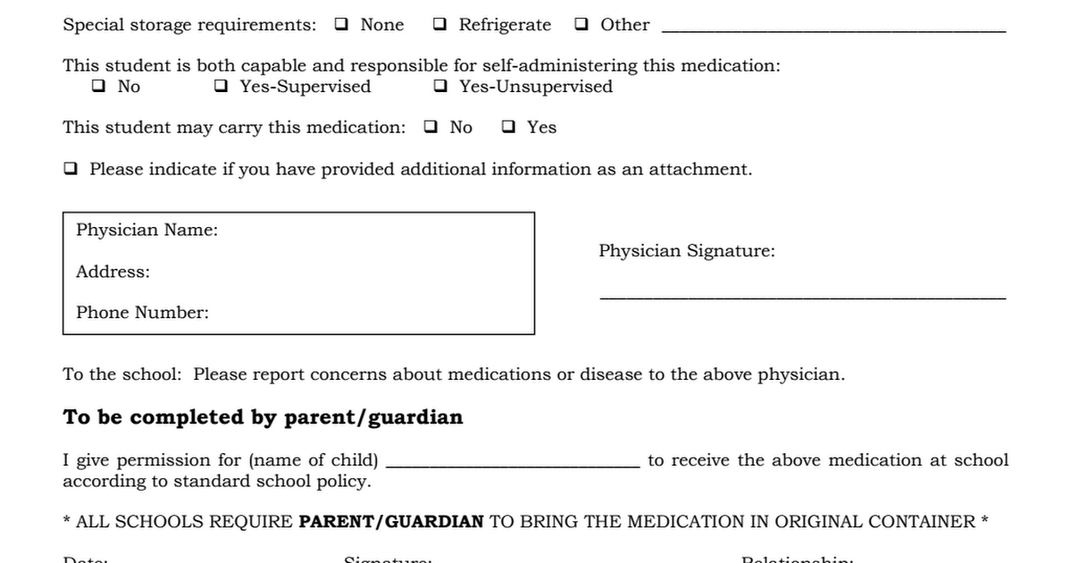 Permission For Prescribed Medication Form Pdf Google Drive