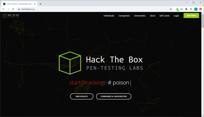 Screenshot of the HackTheBox online CTF platform