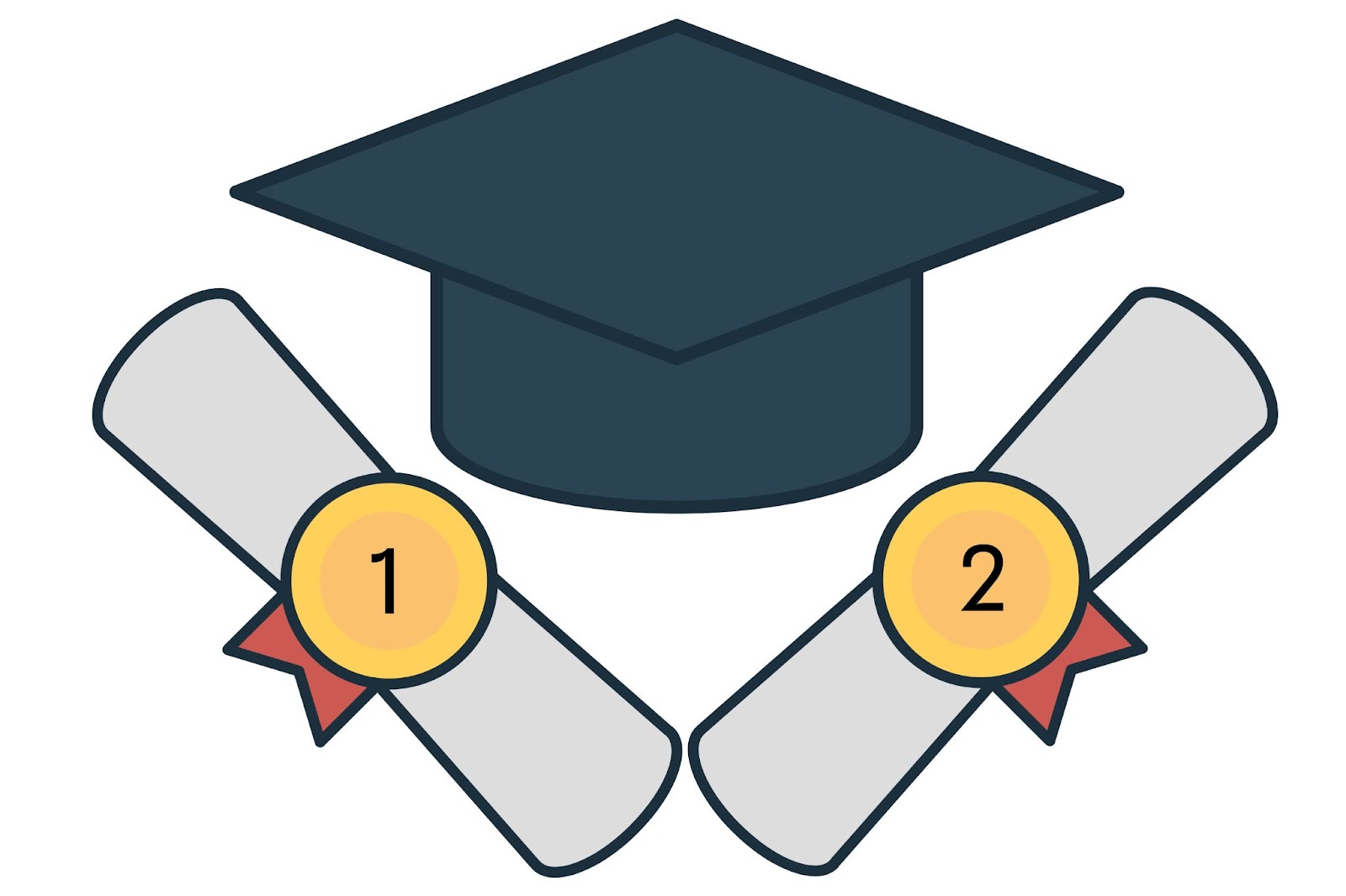 Two Degrees beside a graduation cap