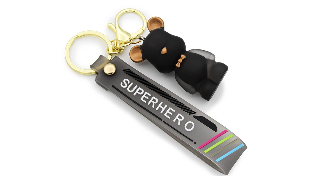 Factory sale black bears rubber key rings popular giveaway items