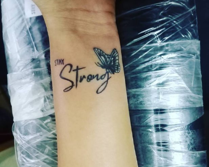 Stay Strong Word Tattoos On Wrist
