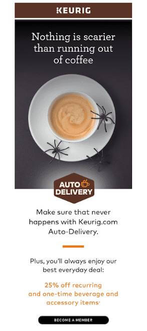 Halloween email from KEURIG