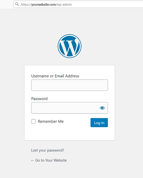 Login page for a WordPress site